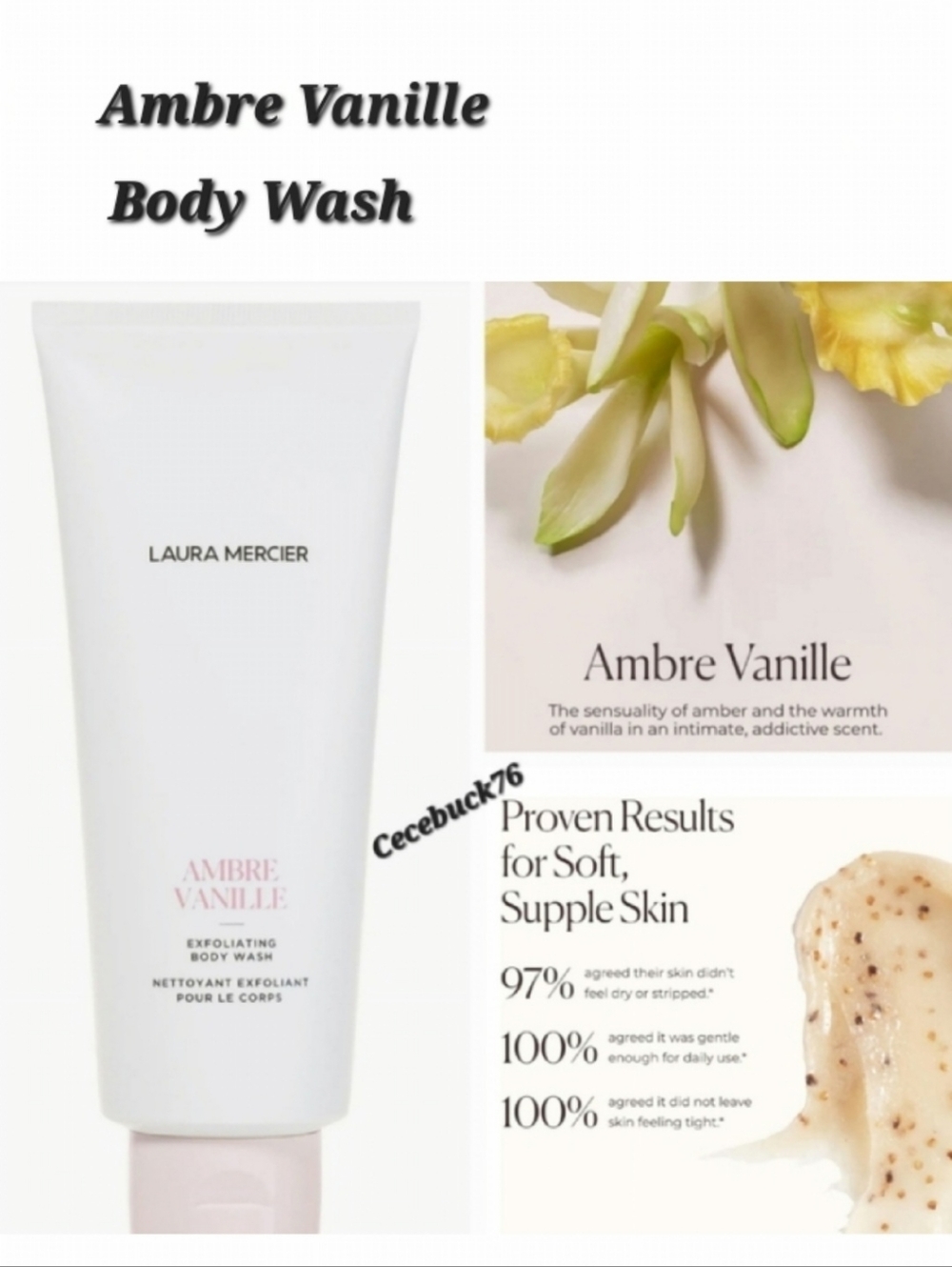 🌺Laura Mercier Ambre Vanille Hydrating Exfoliating Body Wash Exfoliant